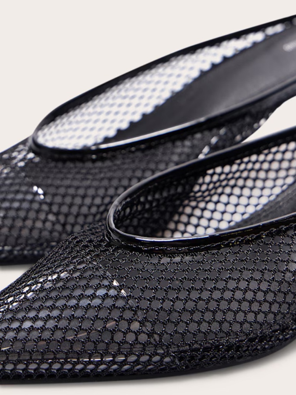 PrettyLittleThing Black Mesh Pointed Toe Mules with Gloss Trim